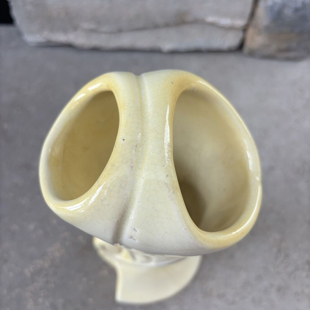 Vintage Pacific Pottery Double Vase Art Nouveau Deco 3324 Yellow & Ivory USA - Picture 8 of 14